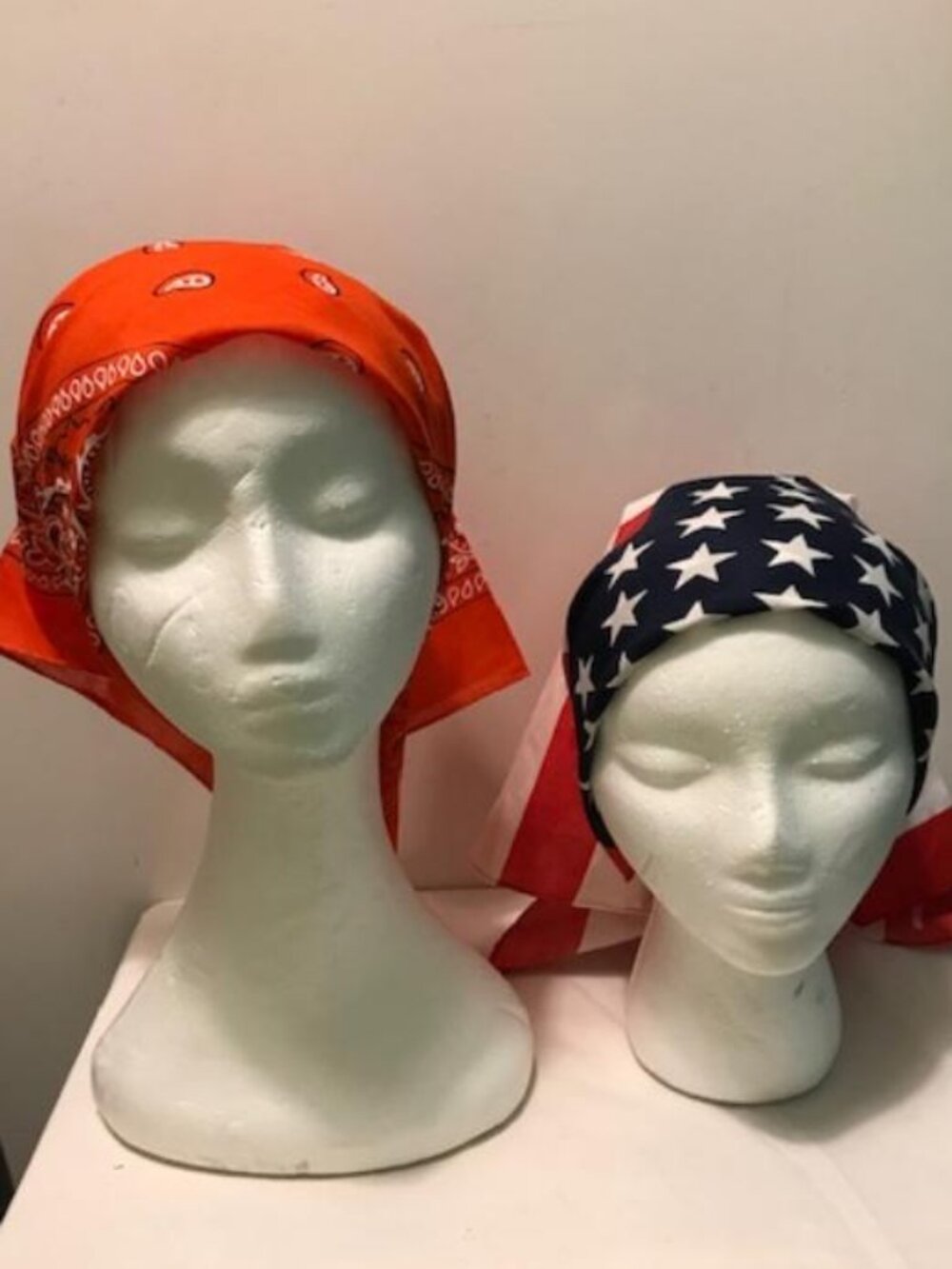 Orange & American Flag 2 Pack Bandana 100% Cotton Paisley Print One-Sided Scarf